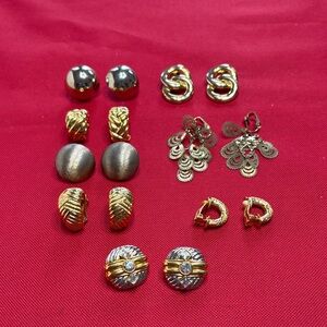 Clip-On Earrings Mixed Gold & Silver Vintage Clip-On Earrings Set - 8 Pairs